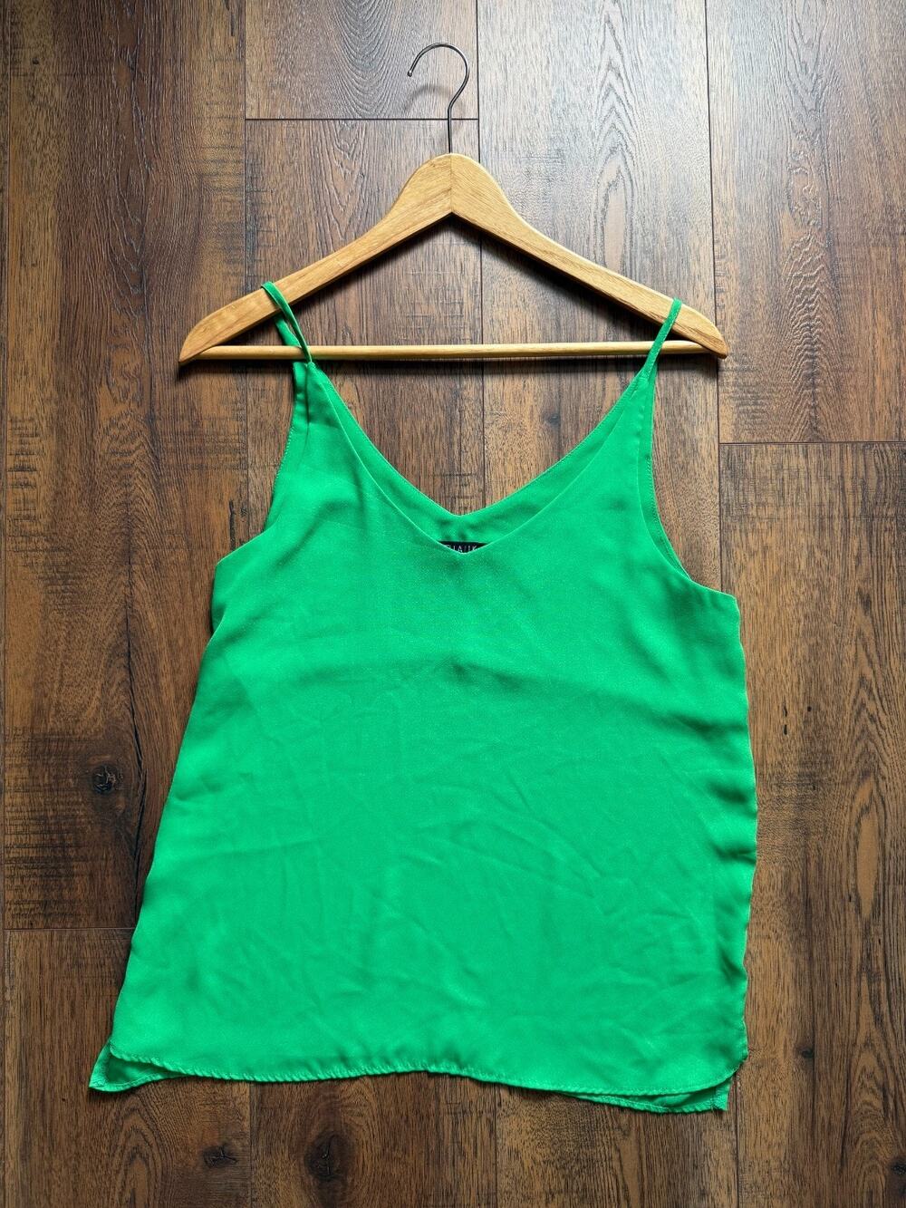 Kelly Green Y2K Chiffon V Neck Party Cami Tank | Stella Luce M